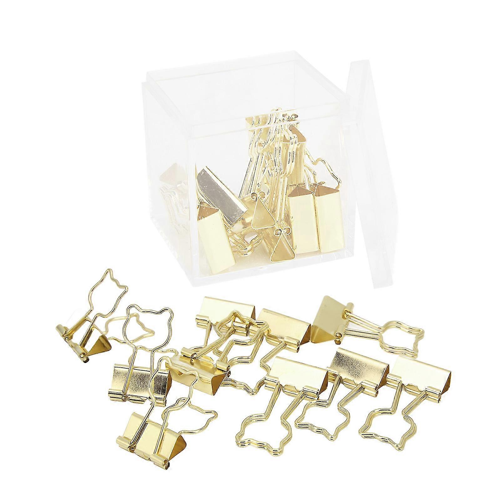 20Pcs Small Binder Clips Durable Sturdy Multifunction Little Bear Handle Design Gold
