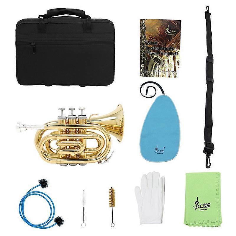 LADE plat en laiton instrument à vent Cornet avec embouchure Gants Chiffon de nettoyage Étui de transport