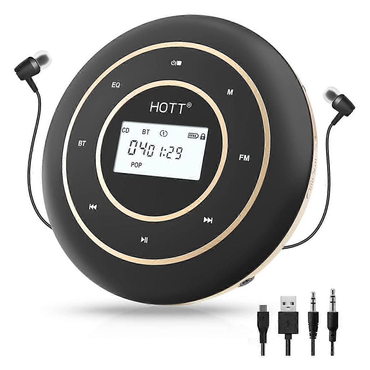 C105 Portable CD Player Bluetooth FM Transmitter Rechargeable CD Player with Touch Button Backlight Display for Home Car