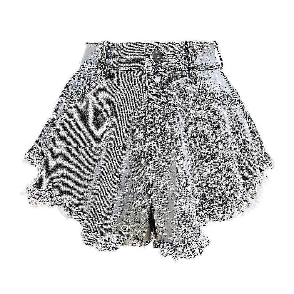 Denim Shorts Ripped High Waist Loose High Quality Tassel Jeans