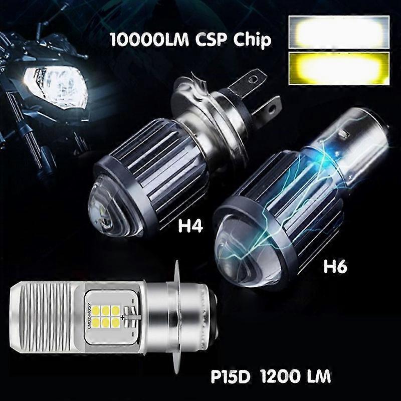 H4 H6 BA20D P15D LED 10000Lm Motorcycle Headlight Bulbs CSP Lens Far Near Integrated Spot Lamp Scooter Accessories Fog Light