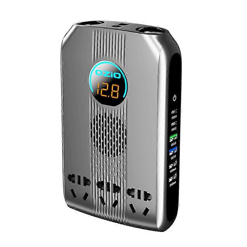 Car Charger 6 USB QC3.0 PD Fast Charging 200W 12V 24V To 220V LED Screen Car Inverter With 3 Socket 2 Cigarette Lighter Inversor