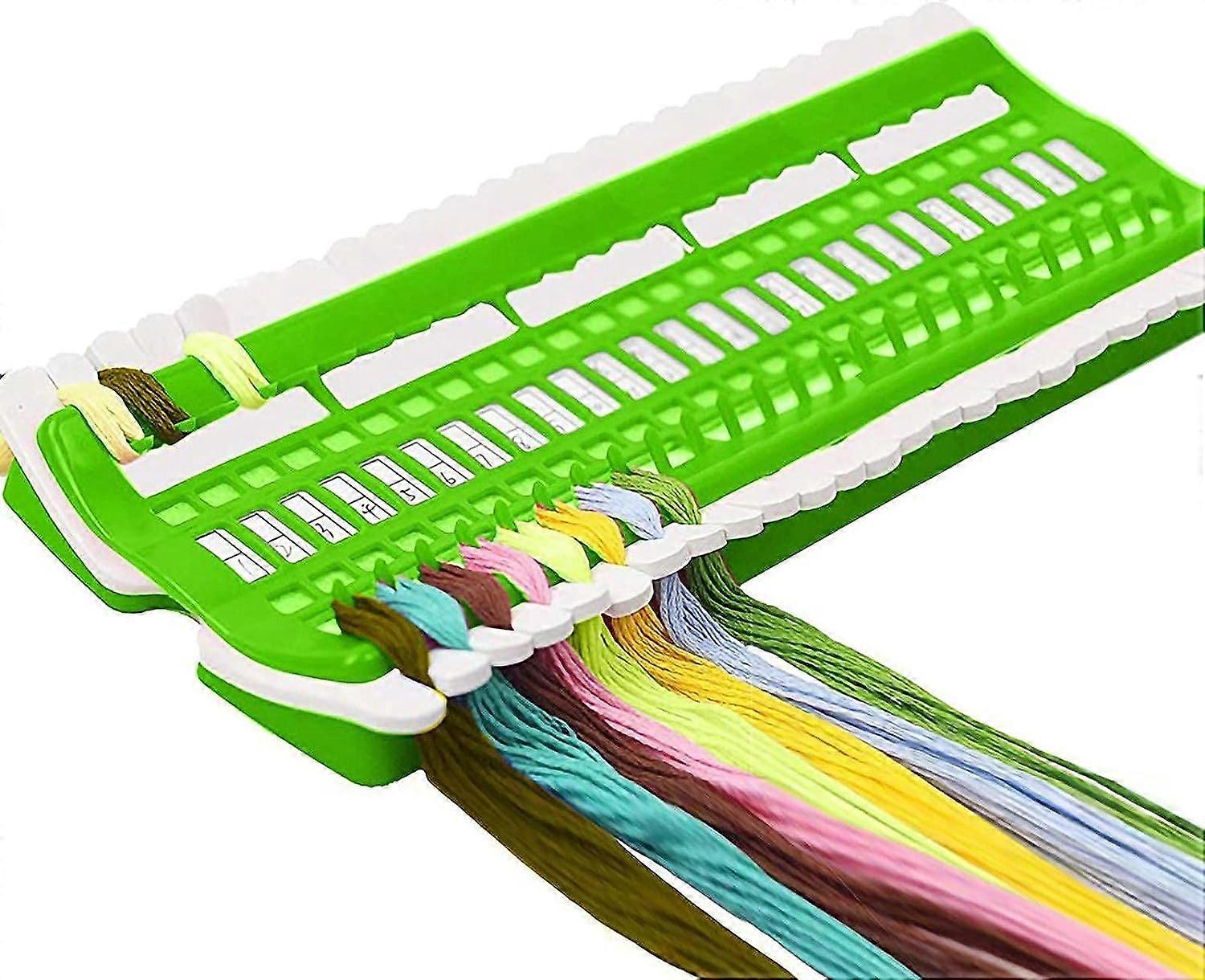 Thread Organizer,50 Positions Cross Stitch Thread Holder with 4 Code Cards for Cross Stitch Thread Embroidery Floss Organizers,Green