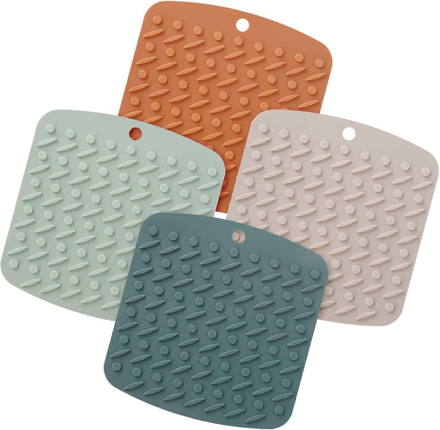滑り止めシリコンコースター4個セット 耐熱250Cコースター(キッチン&ダイニング用) 4色