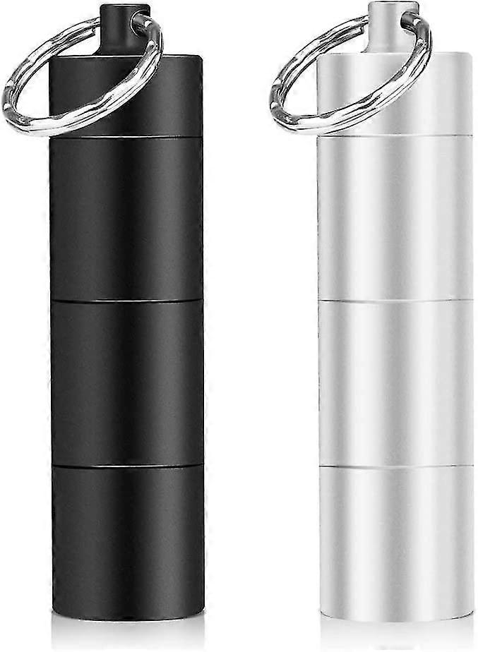 For 2 Pack Pill Box Key Ring: Waterproof with 3 Divisible Compartments, Small Pill Box for On the Go
