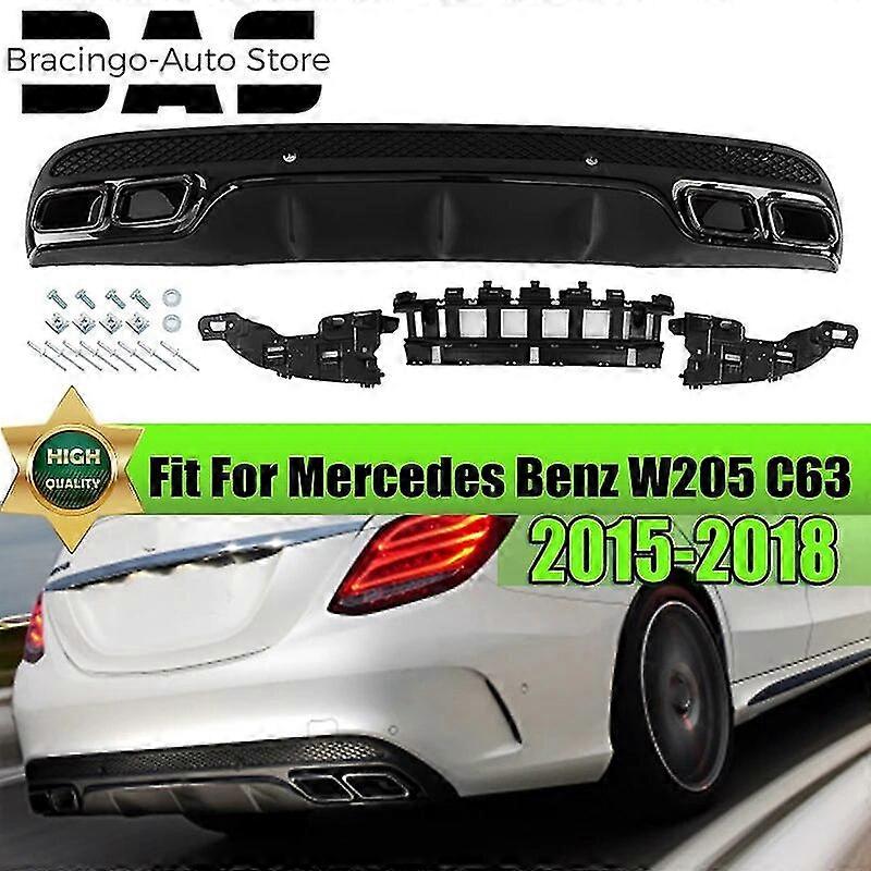 C63 Style Rear Diffuser Lip For Mercedes Benz W205 C300 C350 AMG-Line Sedan 2015-2021