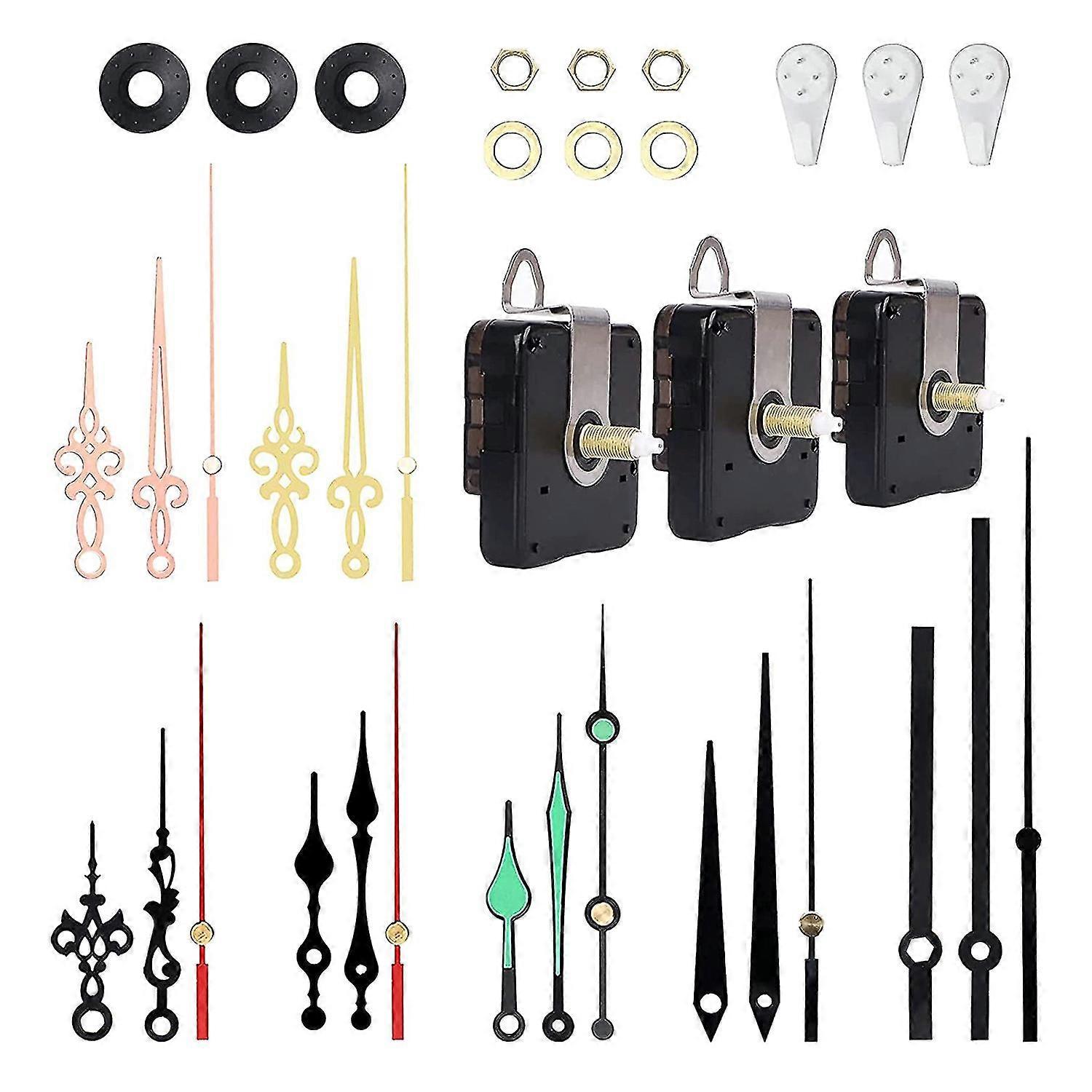 Clock Hands And Motor Kit Clock Mechanism Replacement With 7 Pairs Of Quartz Clock Movement Repair Parts Kit