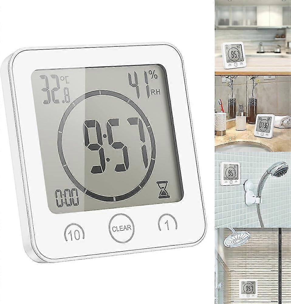 Waterproof Shower Clock, Touch Shower Timer Clock (White)