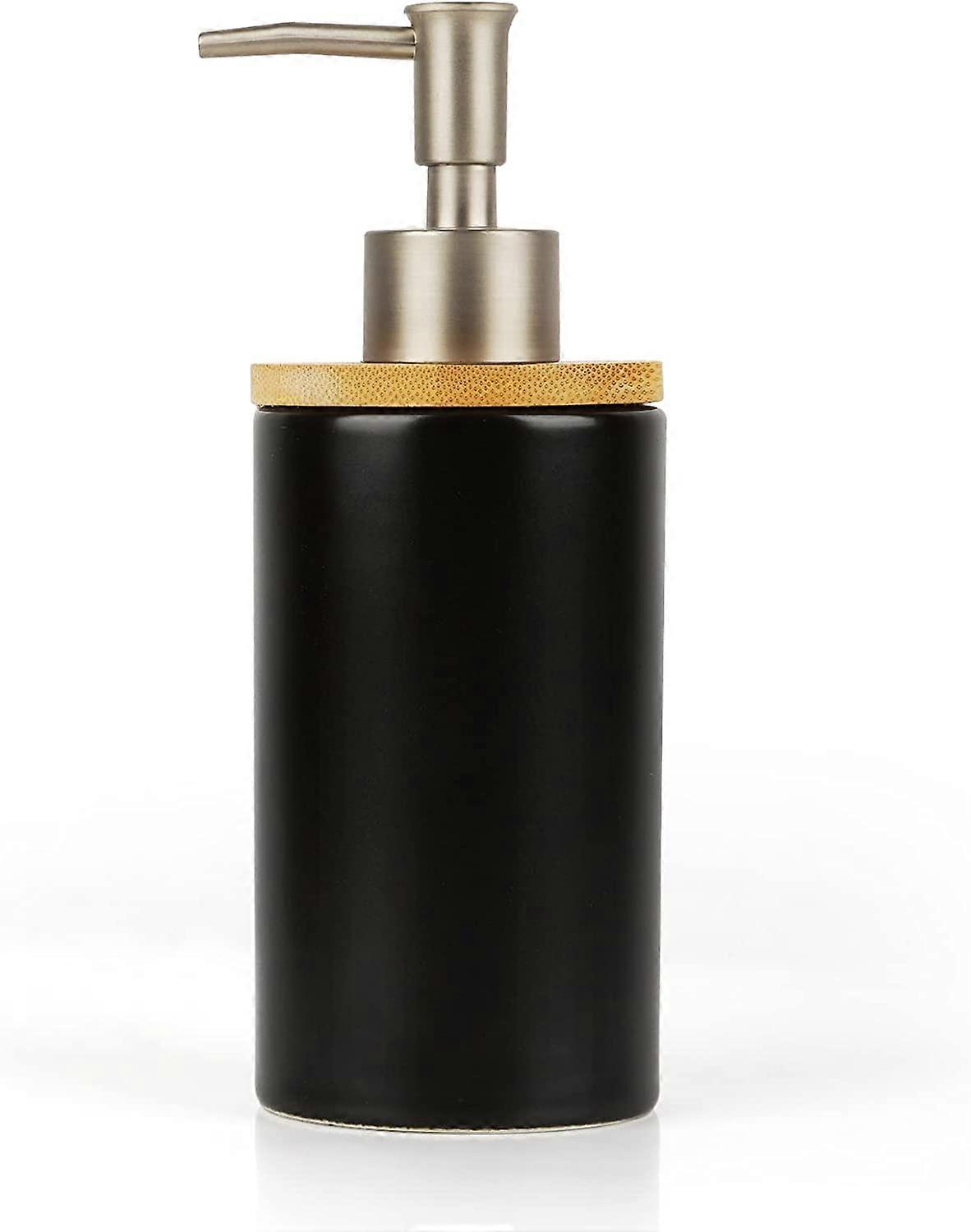 Ceramic Hand Soap Dispenser, for Kitchen and Bathroom (Black)
