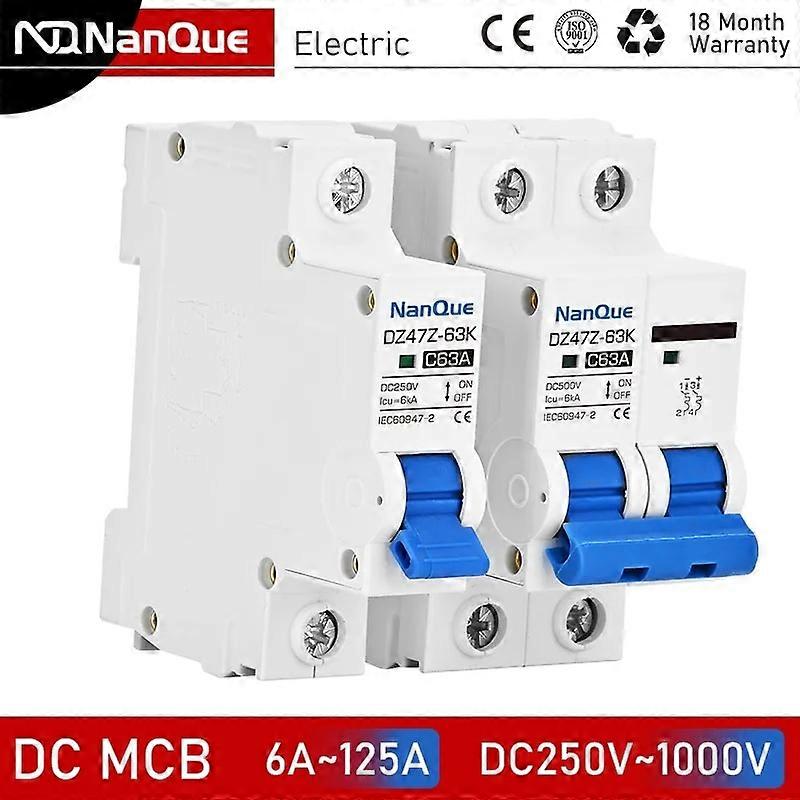 DC Circuit Breaker DC MCB 250V 500V 750V 1000V 1P 2P 3P 4P 16A 32A 50A 100A 125A Protector non polarized DC Breaker PV System