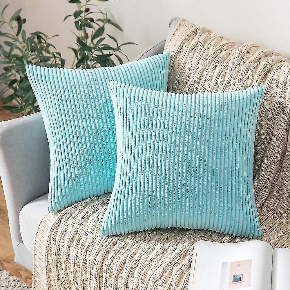 Decorative Throw Pillow Covers Pack Of 2 Corduroy Soft Soild Pillow Cases Square Pillowcases For Cushion Couch Sofa Bedroom Living Room 18 X 18 Inch