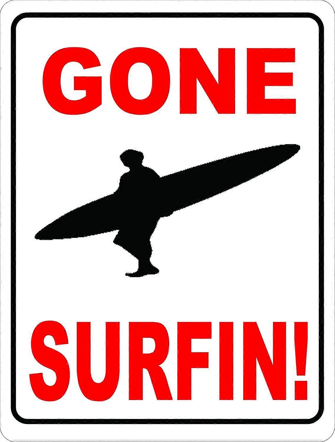 Borte Surfing Sign. 8x12 Metall.