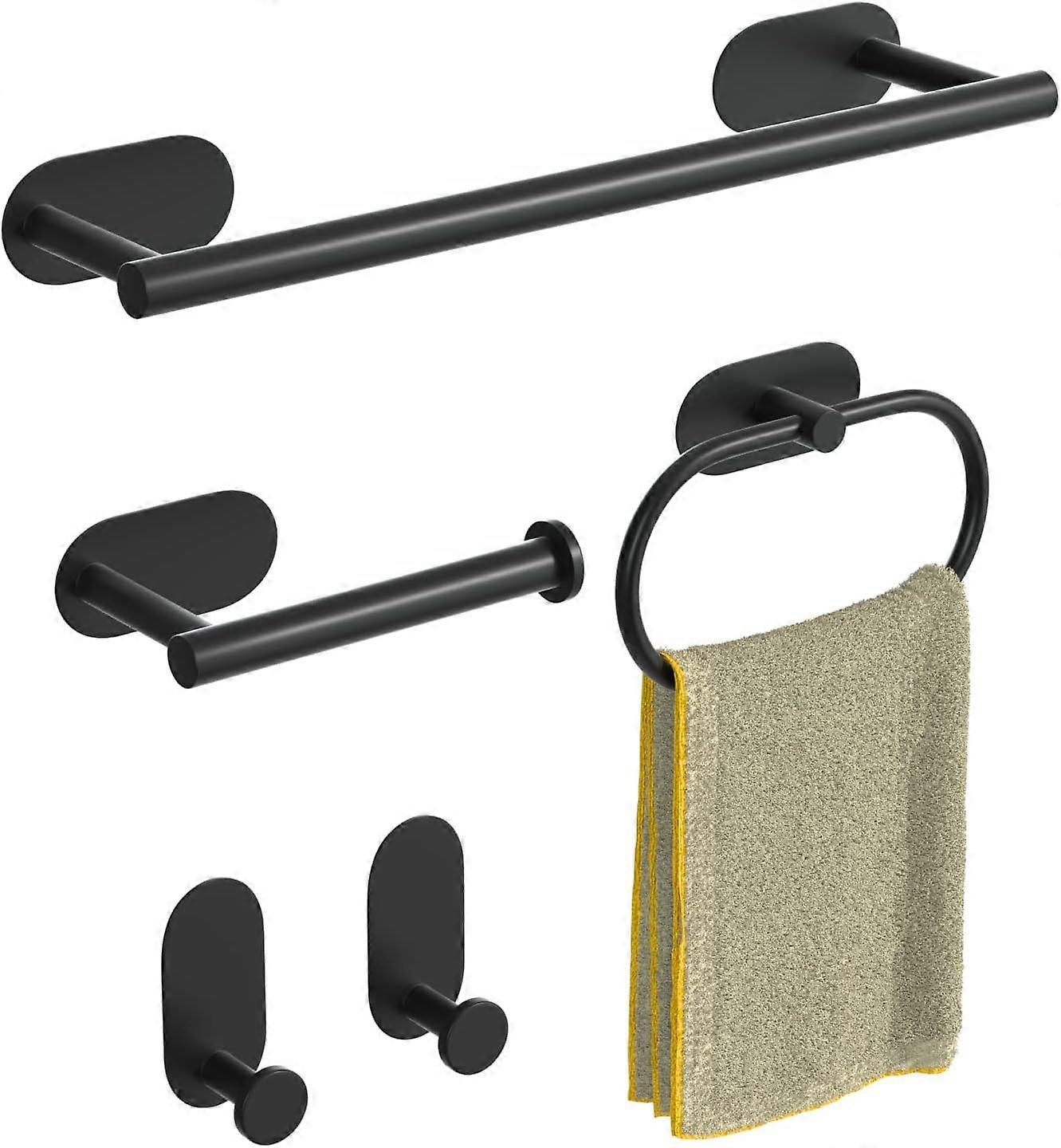 matt svart bad tilbehør sett, 5 stk bad hardware sett, rustfritt stål håndklestativ for bad, bad sett inkludert 16 "håndkle bar,