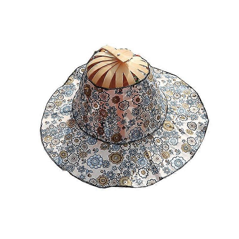 Hat For Traveling Adjustable Hat To Handheld Folding Fan Foldable Bamboo Hat And Fan Summer Beach Foldable Hat And Fan Au31 21