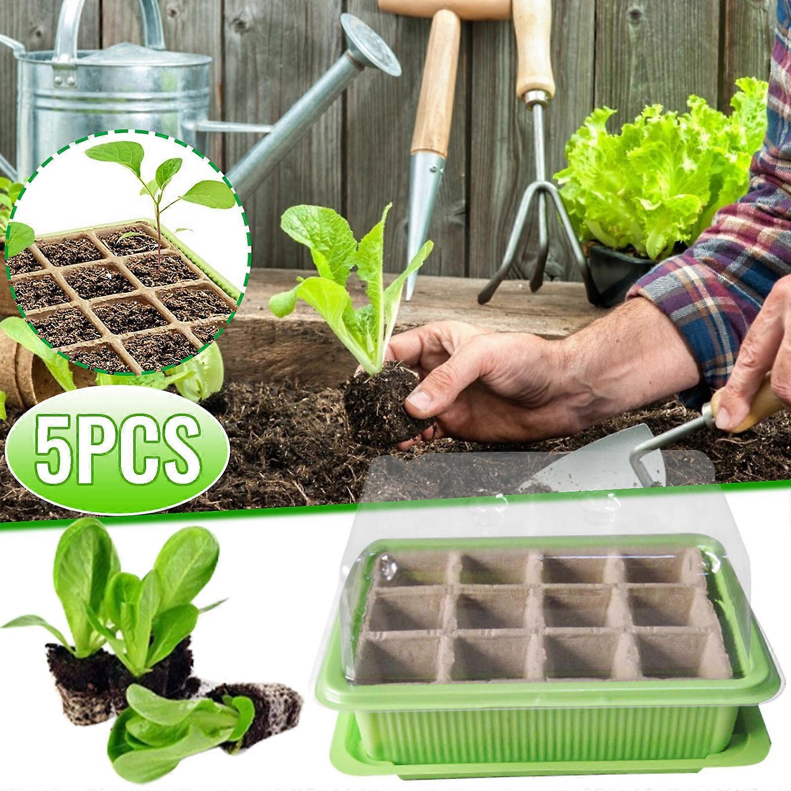12 Cells Gardening Mini Breathable Lids Plastic Germination Box Nursery Pots
