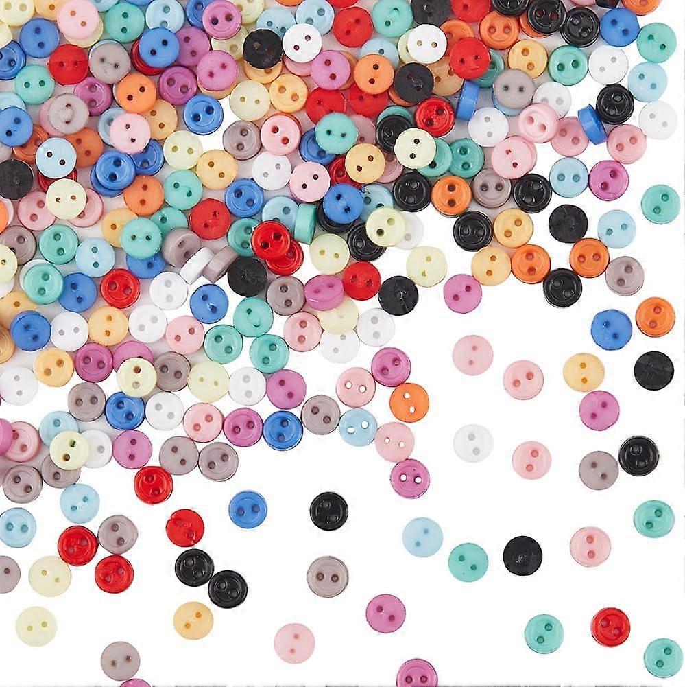 DIY 1 Box 360Pcs 12 Colors Mini Resin Buttons 0.12inch/3mm 2 Hole Super Tiny Micro Round Sewing Decorative Button for Scrapbooking Garment Doll DIY Cr