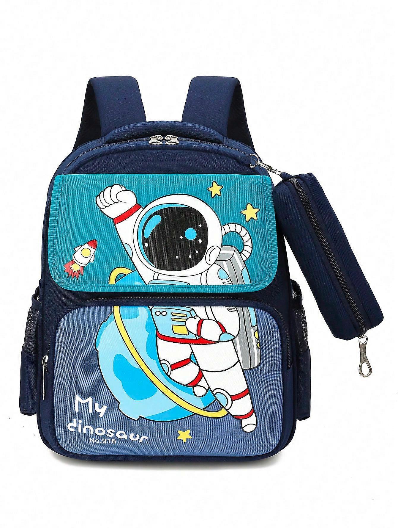 Cartoon Astronaut Pattern College Style Functional Backpack With Coin Purse