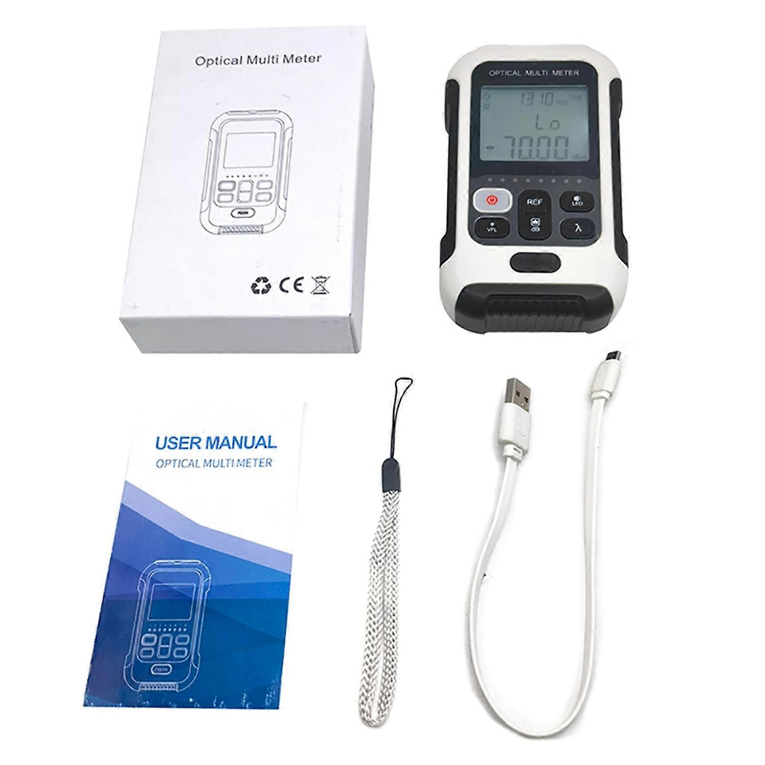 Optical Fiber Power Meter Portable 4 in 1 Digital Rechargeable ‑70‑+10dBm Fiber Tester for Communica
