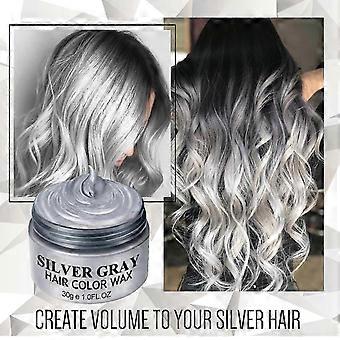 Prata cinza branco cabelo cor cera pomades 1oz natural cabelo coloração cera cosplay