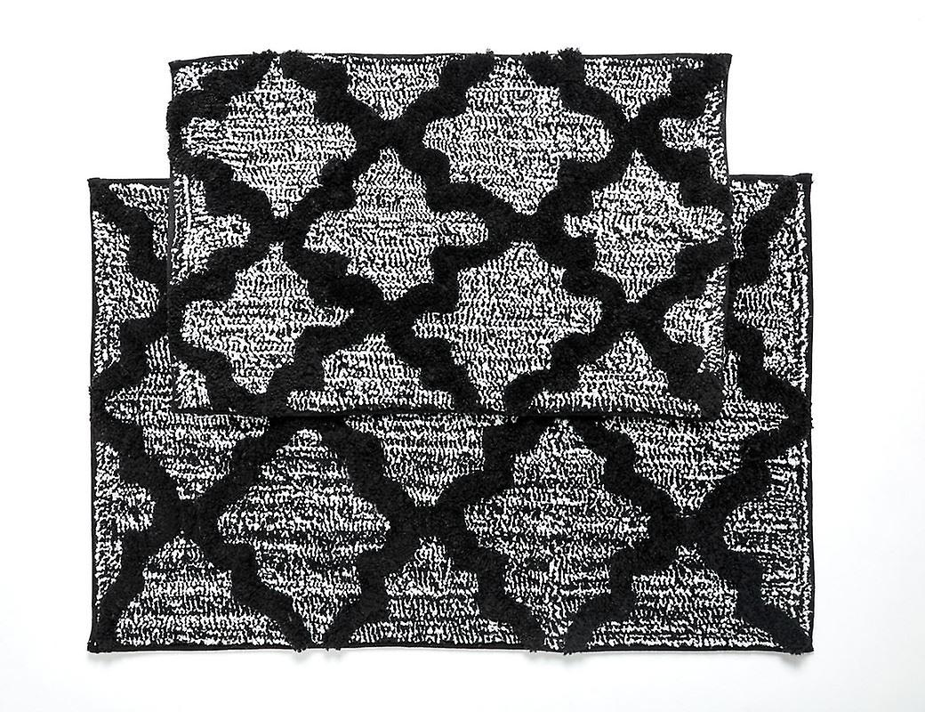 Penguin Home® Microfiber Plush Soft Quatrefoil Design Bath Mat - Set of 2