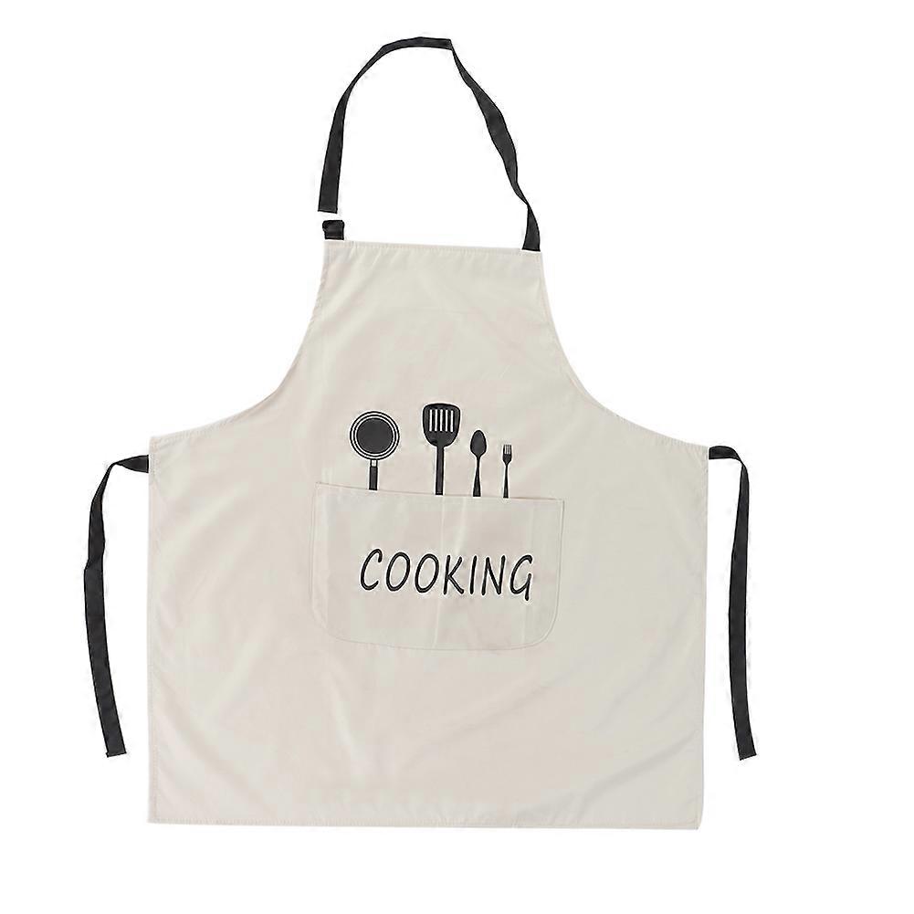 Fashionable Concise Pattern Cooking Apron Waterproof Apron Home Kitchen Tool (Gray White)