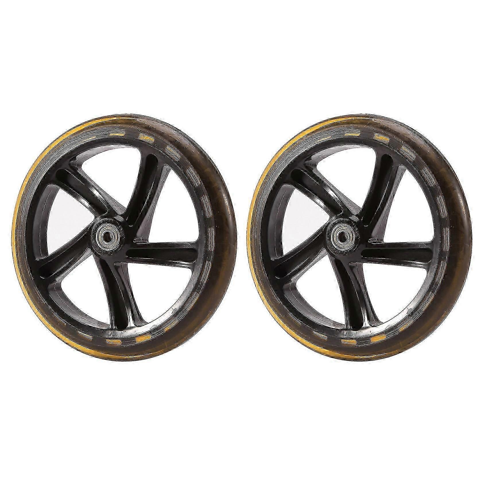 2 stk Hjul til Løbehjul 200 mm Pu Materiale Hjul Tykkelse 30 mm Abec-7 Transparent Sort