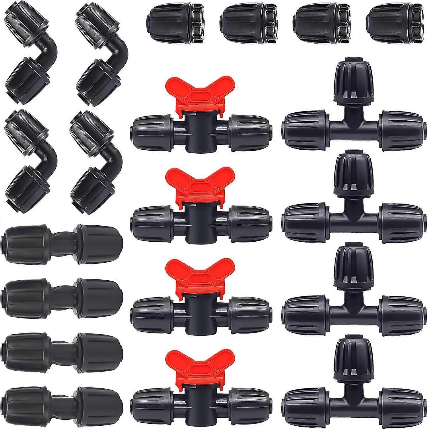 20pcs Drip Irrigation Fitting, Irrigation Connection Kit Pe Pipe Connector for 16mm PE Pipe Irrigation Fittings Kit