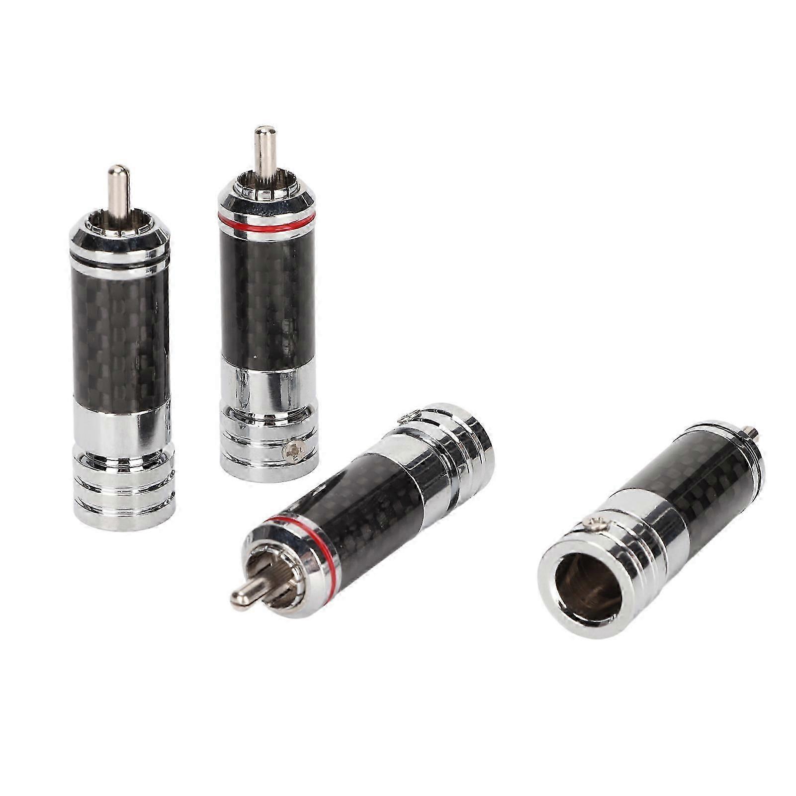 4pcs Rca Plugs Chrome Plated Video Cable Connector For 9mm Wire Diameter Speaker Equipment