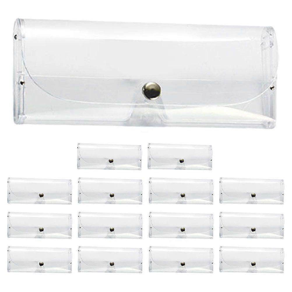 15pcs Transparent Glasses Cases Portable Sunglasses Case Travel Eyeglasses Box with Button