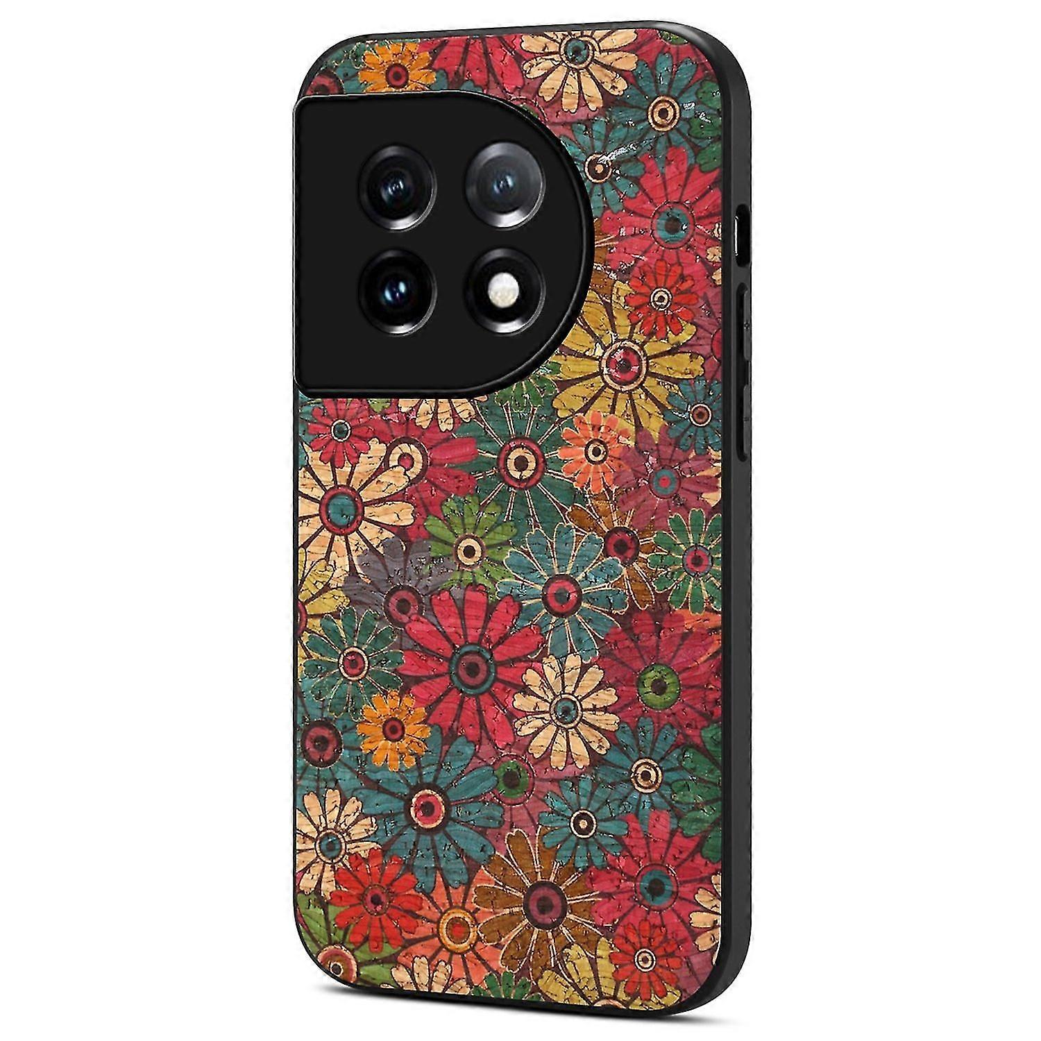 For Oneplus 11 5g Case Flower Pattern Design Leather+pc+tpu Protective Phone Cover - Spring / Green