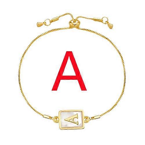 Mode Lumineux 26 Lettres Initiale Bracelet Pour Femmes Couleur Or A-Z Alphabet A-Z Bracelet À Breloques Amitié Bijoux Cadeau
