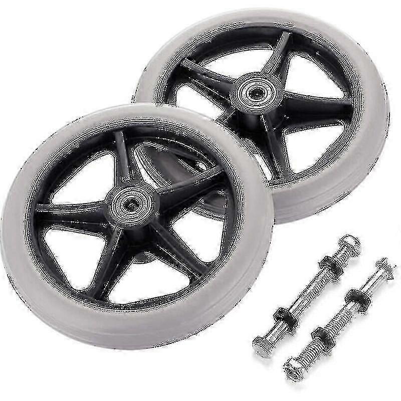 2Pcs 6 Inch Wheelchair Replacement Rubber Front Wheels