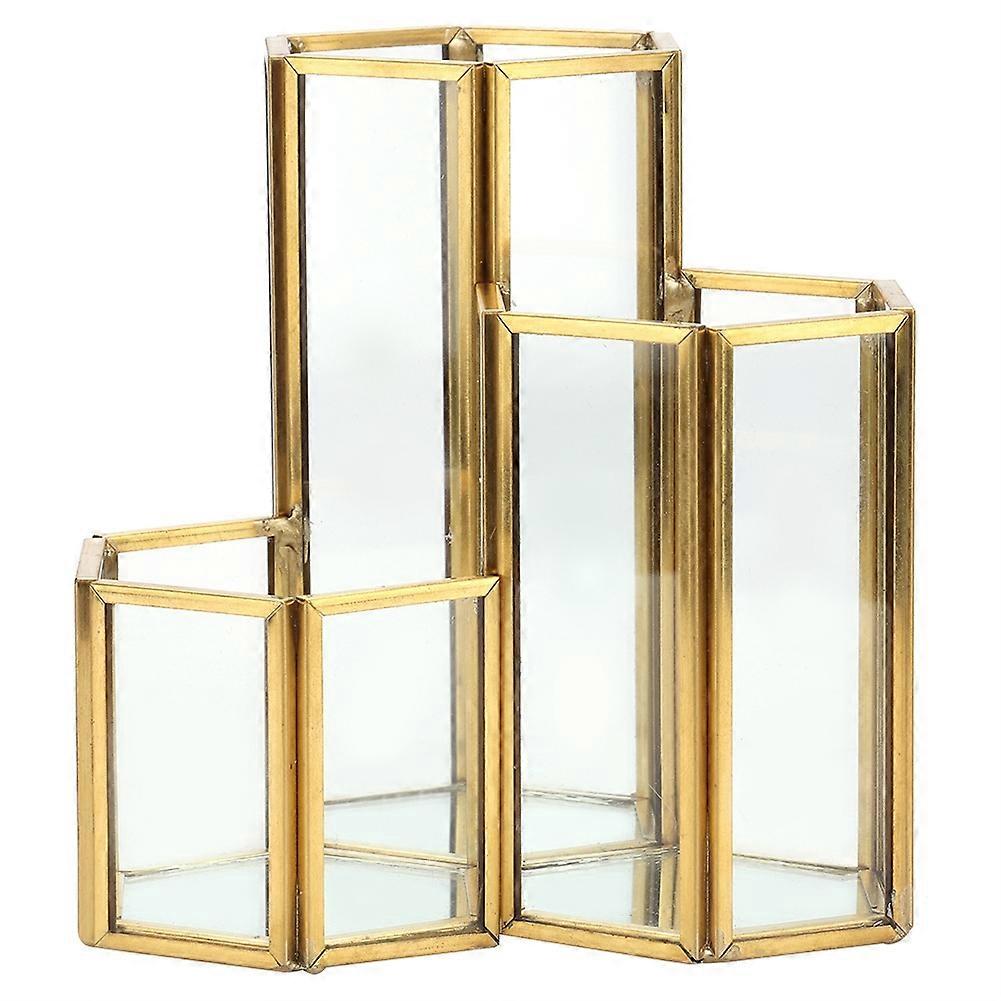 Hexagonal Glass Pen Holder For Pens And Makeup Brushes, Clear Desktop Storage Rack