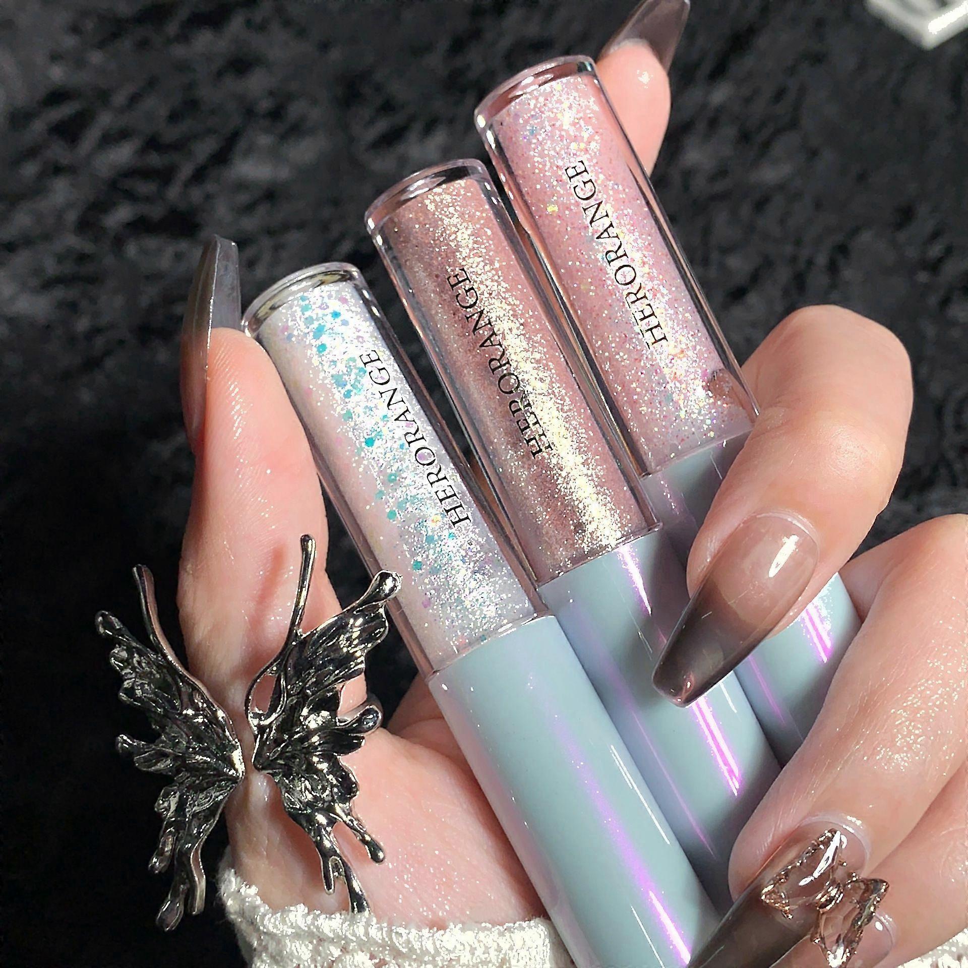 Set van 3 vloeibare oogschaduw Set Crystal Diamond hoogglans vloeibare Liner Shimmer Glitter Highlight Metallic vloeibare schaduwen sneldrogende pailletten parelmoer