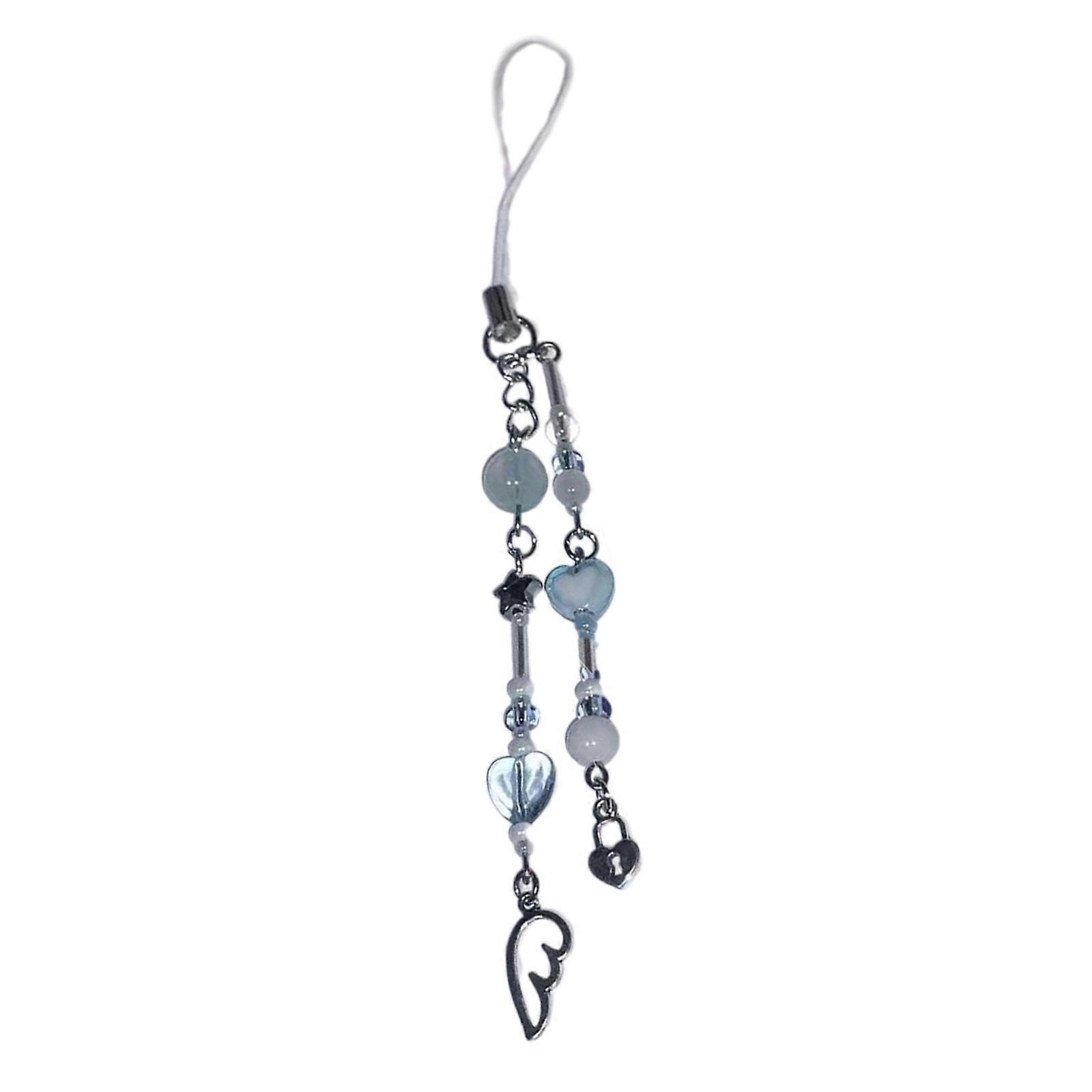 Modern Snowflake Wing Pendant Keychain Beaded Mobile Phone Strap Chain Lanyard Beautiful Camera Hanging Decoration