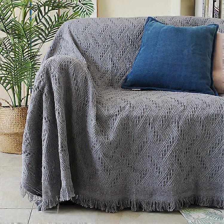 Knitted Sofa Cover Blanket Picnic Mat Throw Blankets with Tassel Solid Color Sofa Towel for Living Room Furniture Decor Tapestry