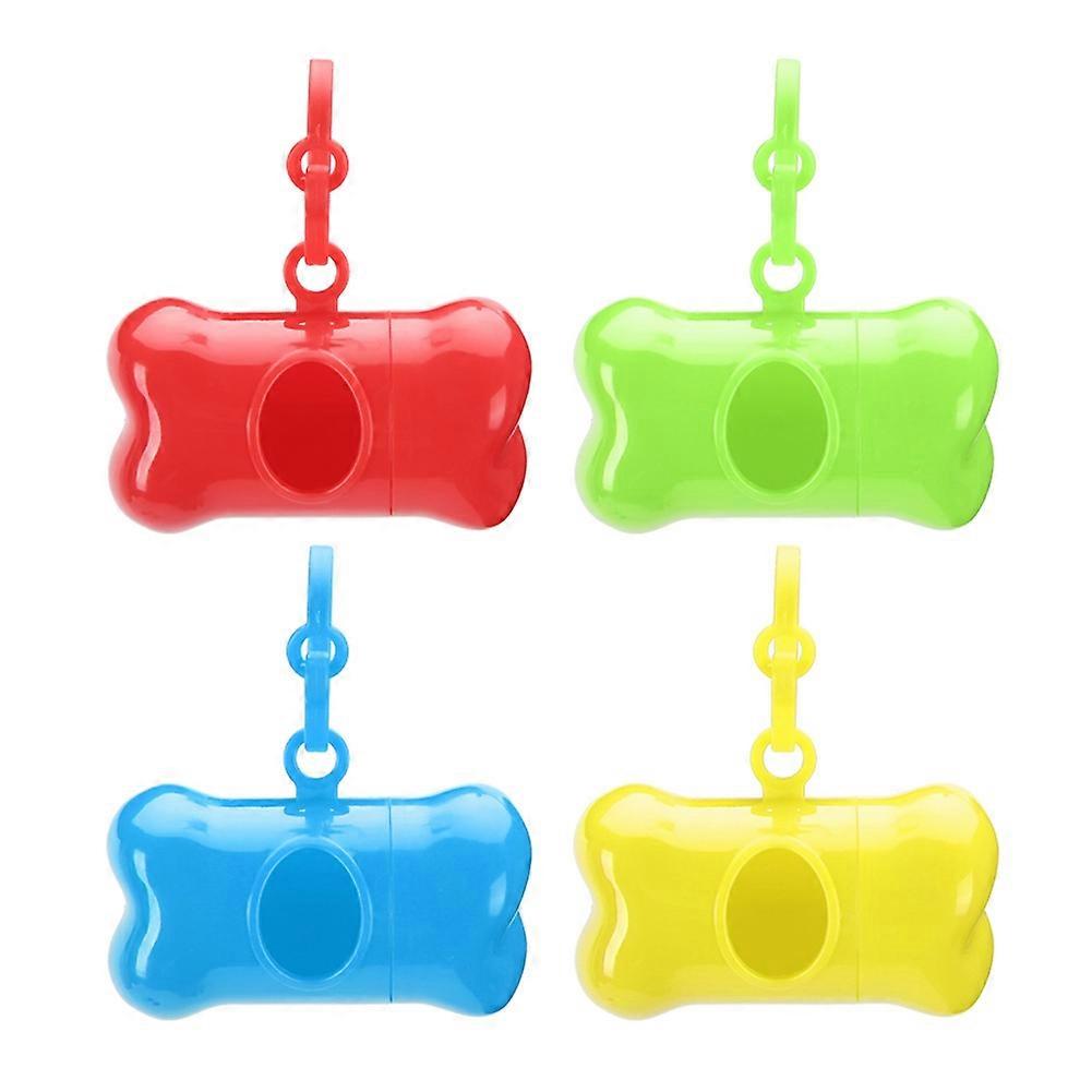 Bone-Shaped Pet Waste Bag Dispenser 4-Pack, Durable Leak-Proof Bags Holder, Portable, for Dogs and Cats, Easy to Clip