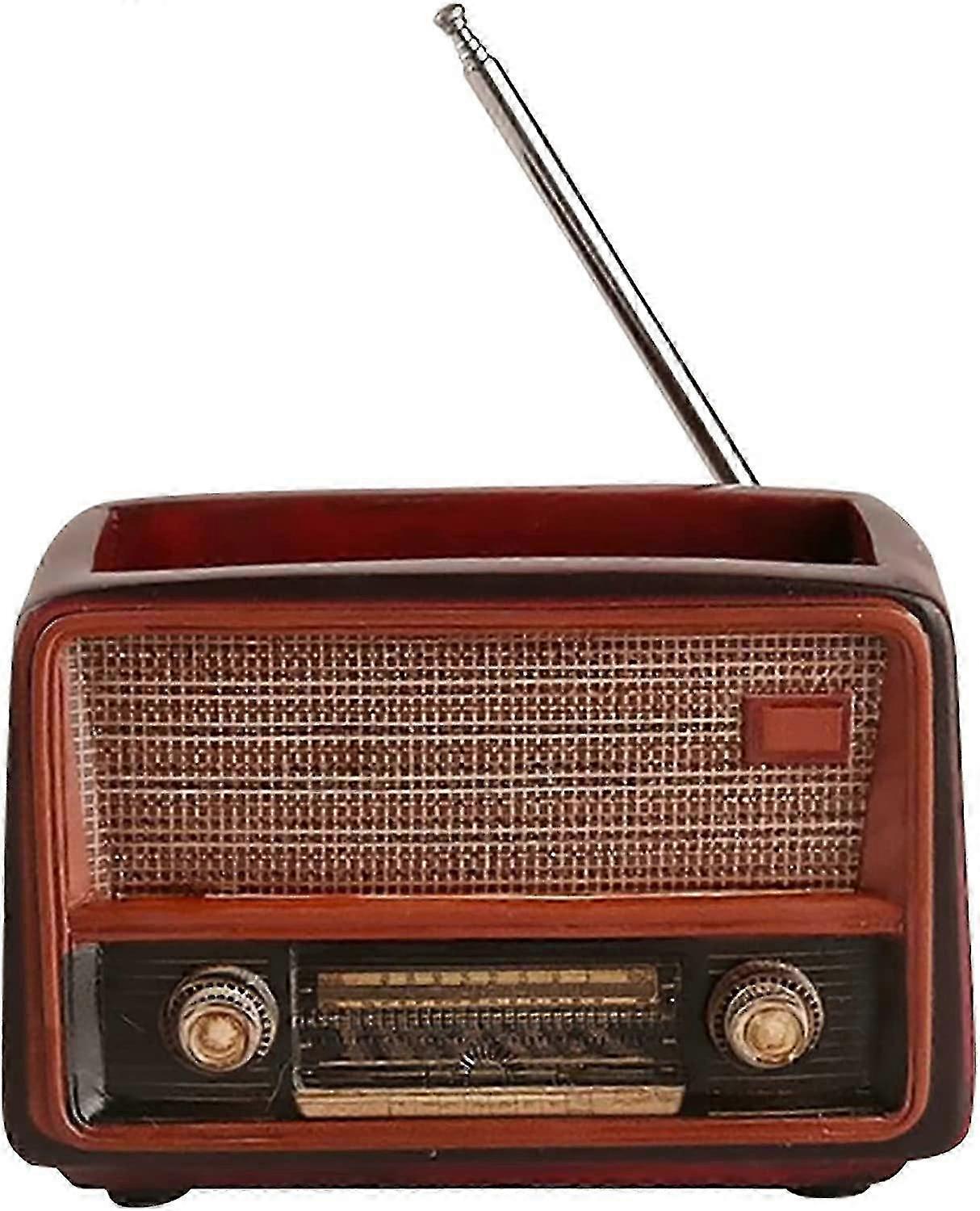 4,7 tum Retro Radio Shape Skrivbordsdekoration Harts Hantverk Prydnadsföremål Hemmakontor (Ljusbrun)
