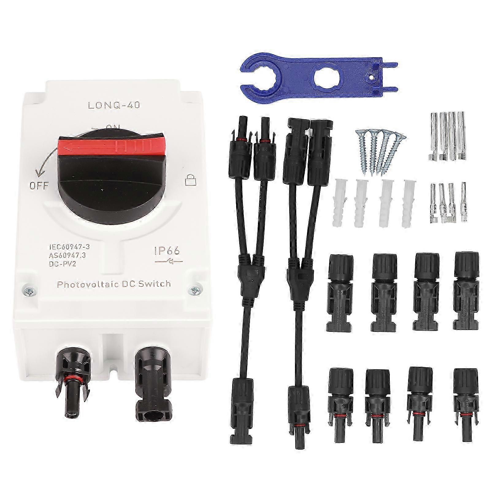 Photovoltaic DC Isolator Solar Switch IP66 Waterproof Insulated Switch for Solar Powered RV 1200V DC 32A 4P 2 in 1