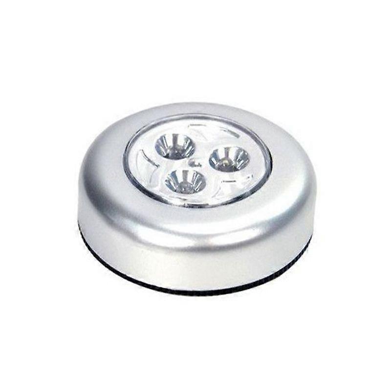 Set of 5 Self-Adhesive LED Spot Lamp Additional Lighting Powered by 3 Batteries compatible Wardrobe/Cupboard/Shelf/Entryway/Kitchen/Passage - Silver