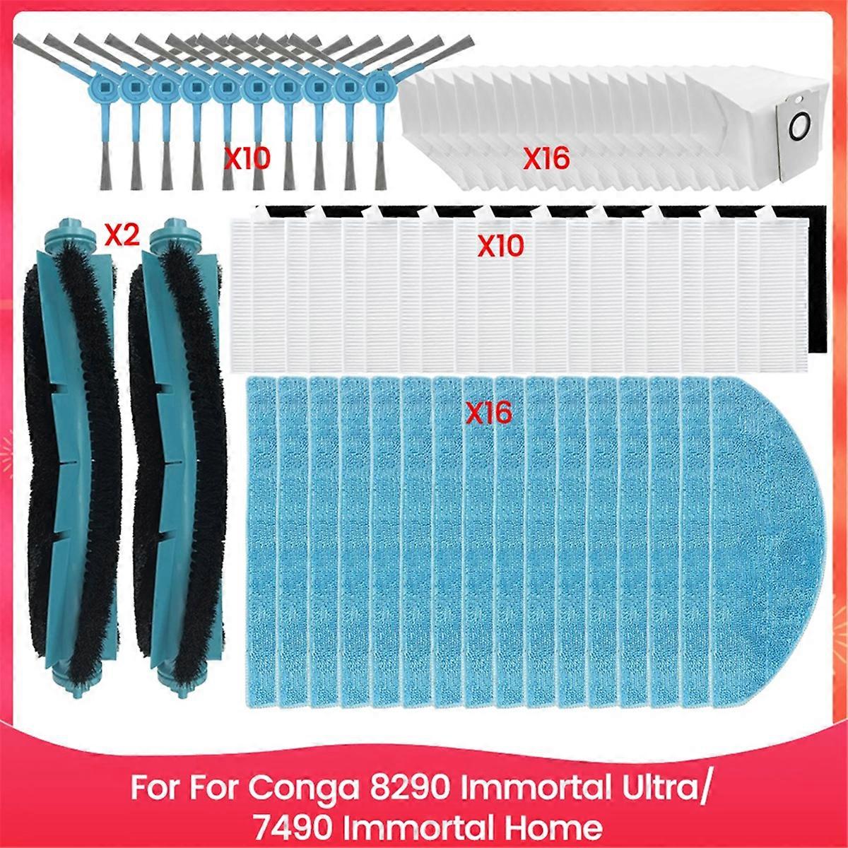 For 8290 Immortal Ultra/ 7490 Immortal Home Spare Parts Main Brush Side Brush HEPA Filter Mop Cloth