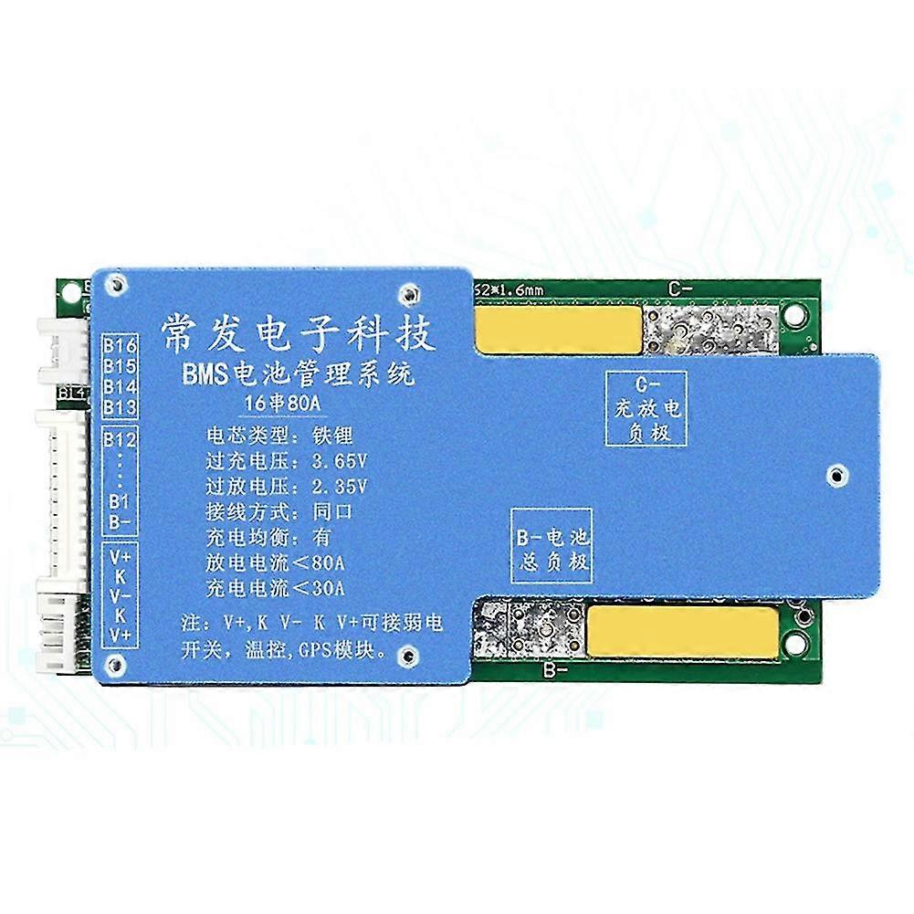 16S 48V LiFePO4 BMS Battery Protection Board Same Port with Equalization Temperature Control Overch