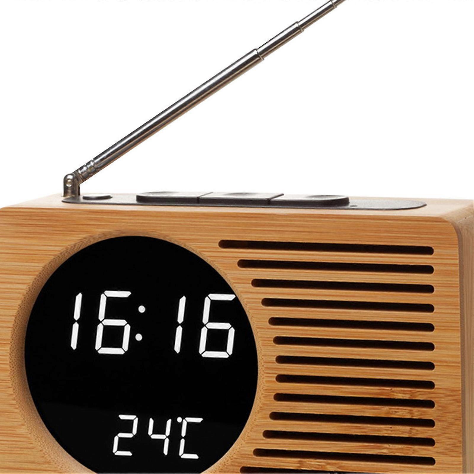 Multifunctional Bedside Radio Wood Alarm Clock High Definition Large Screen Digital Display Clock Radio