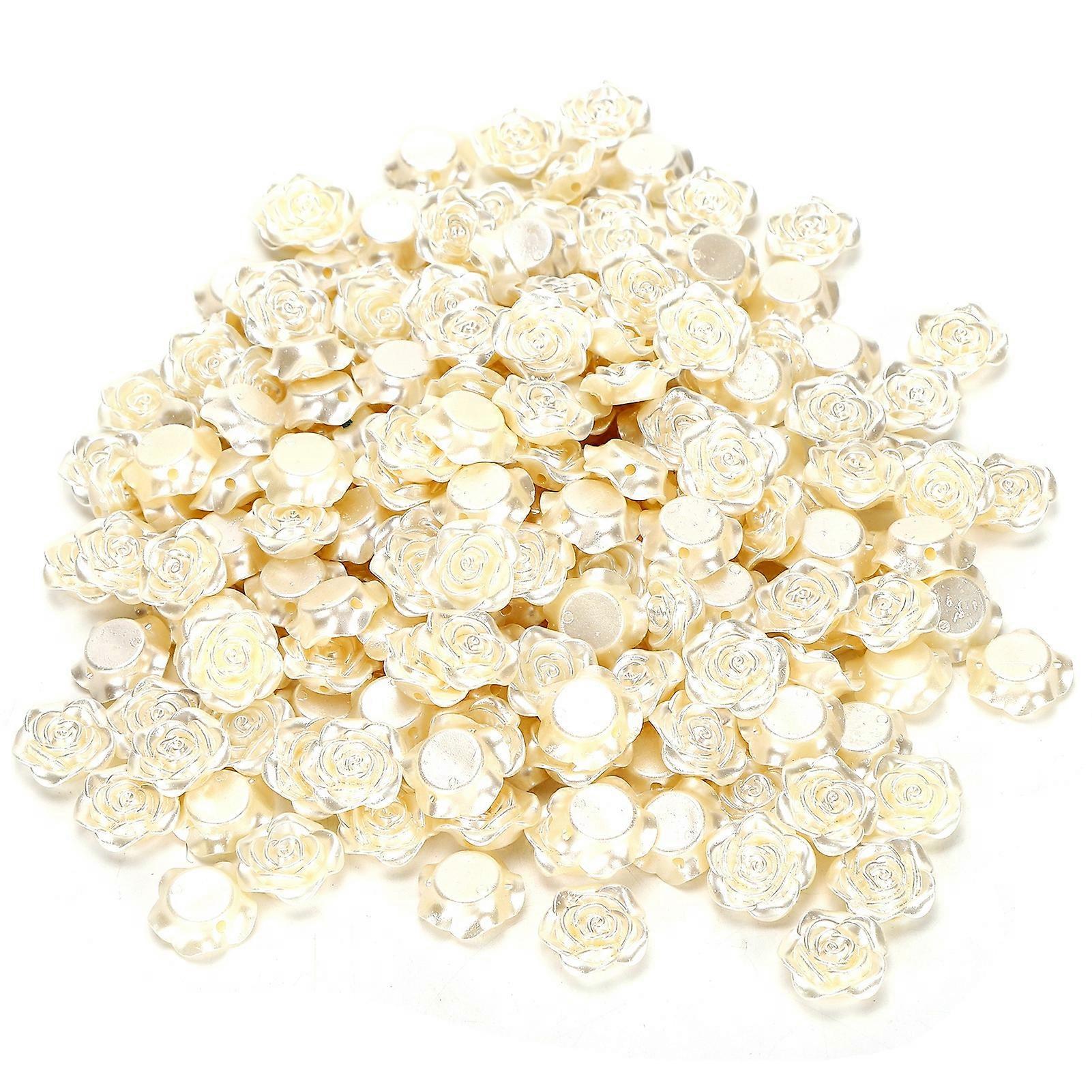 200Pcs Sewing White Flower Shape Buttons Clothes Decoration Buttons for DIY Crafting