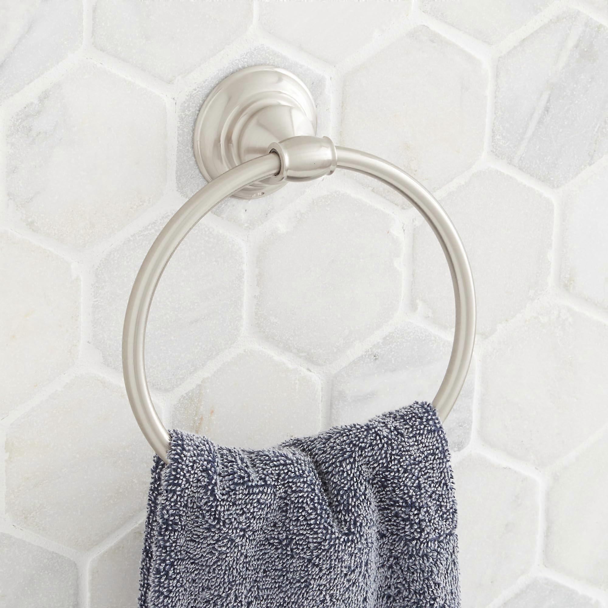 Towel ring for bathroom towel storage and organization
