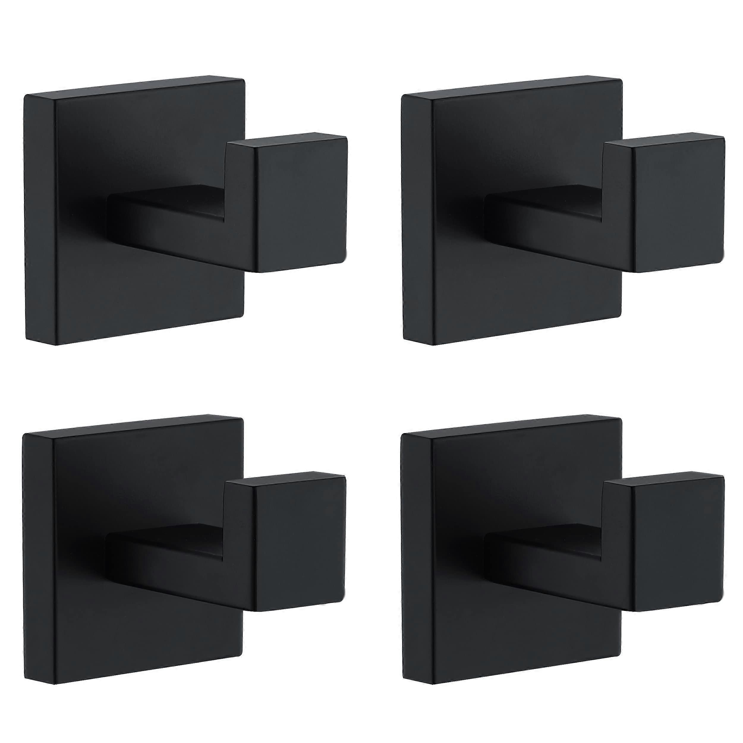 4 Pack Matte Black Towel Hooks for Bathrooms and Kitchen