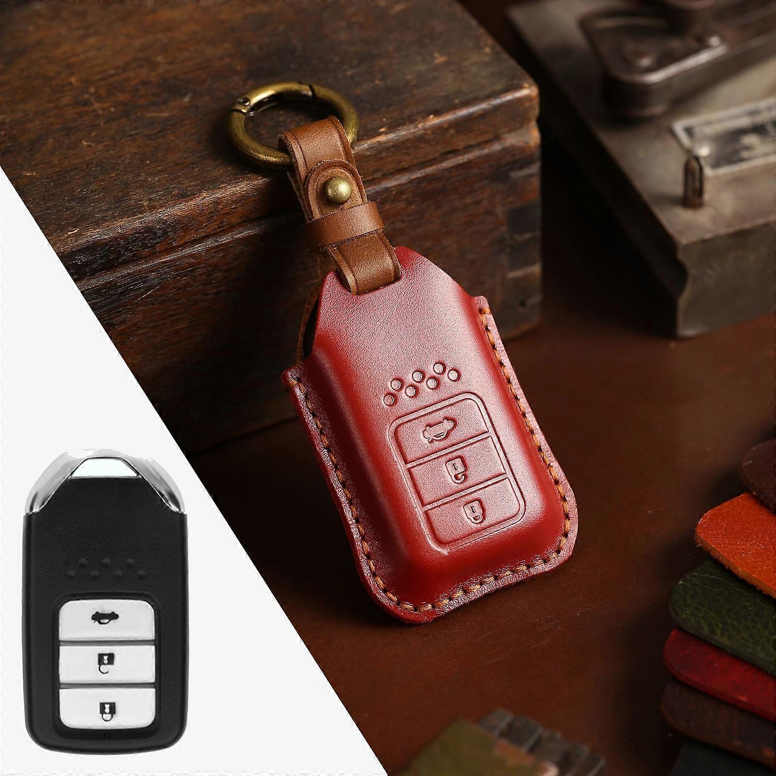 For Honda Car Cowhide Leather Key Protective Cover Key Case, Three Keys Tailgate Version