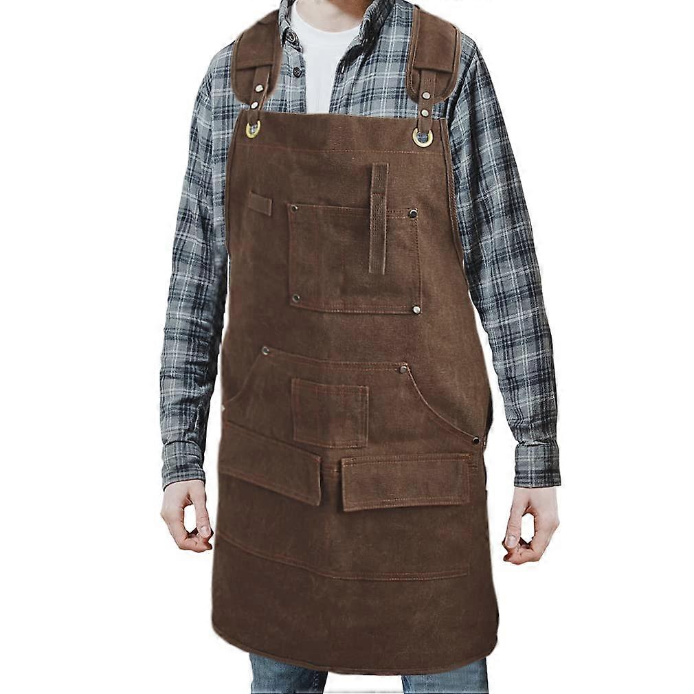 Woodworking Apron Waxed Canvas Work Apron Baking Gardening Woodworking Shop Apron with 9 Tool Pockets Adjustable Strap