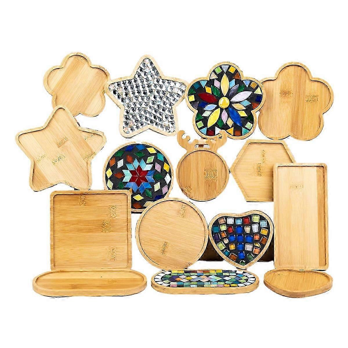10pcs Wooden Mosaic Bases, Various Shapes of Mosaic Substrates for DIY Mosaic Coaster Kits, Suitable