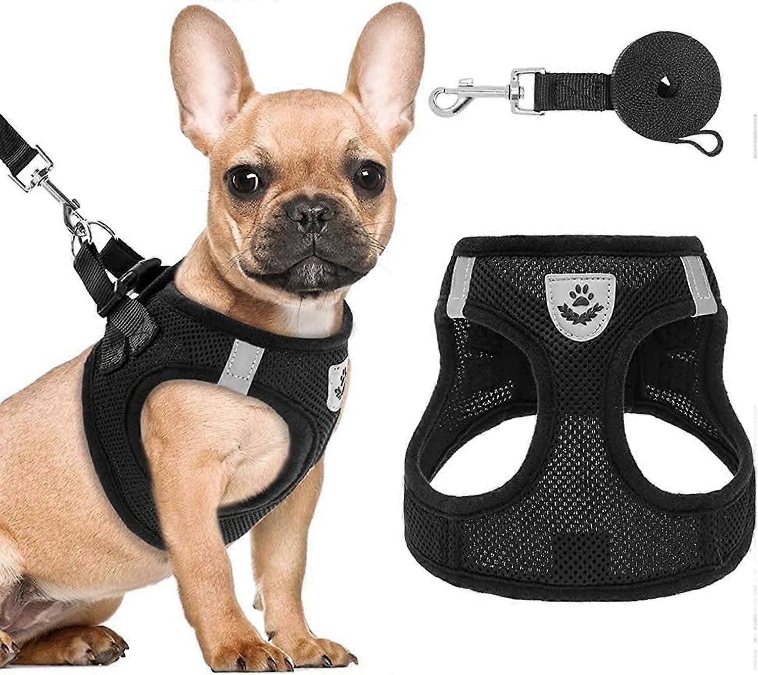 Puppy Harness and Leash Set Soft Mesh Dog Vest Harness, Reflective Adjustable Harness for Small to Medium Dogs, Cats and Puppies